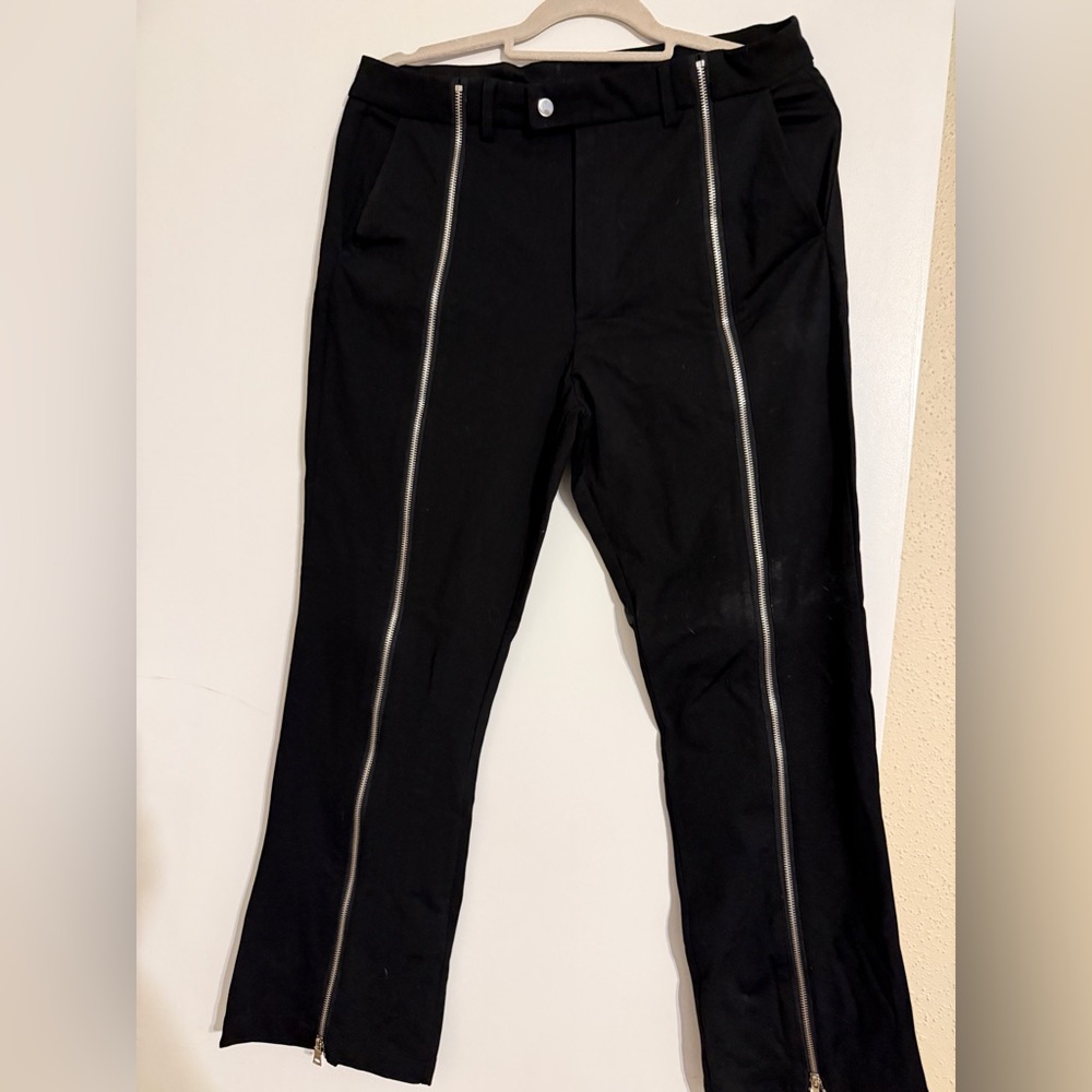 Stylish Men's Black Dress Pants with Zipper Accents
